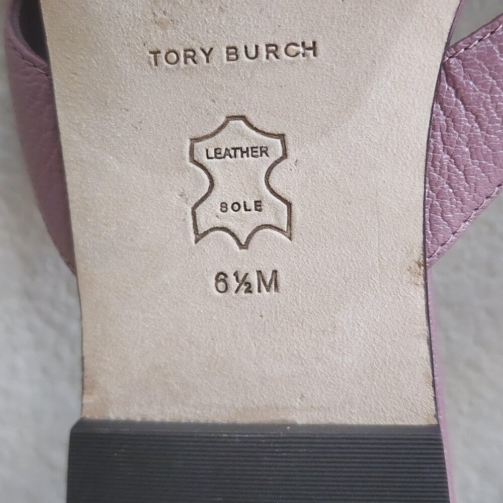 Tory Burch Sandals Shoes Womens Size 6.5M Purple Leather Thong Flip Flop Logo - Picture 12 of 12